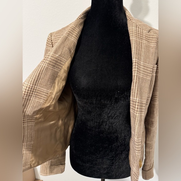 Lauren Ralph Lauren Tan Houndstooth Linen Blazer - Picture 3 of 4